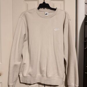 Nike Crewneck Sweatshirt in Light Beige with White Logo